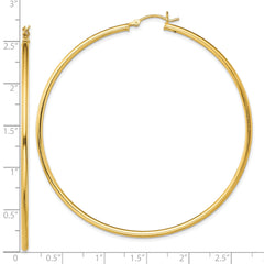 Sterling Silver Gold-Tone Polished 2x65mm Hoop Earrings