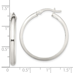 Sterling Silver Polished 4mm Round Hoop Earrings