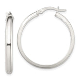 Sterling Silver Polished 4mm Round Hoop Earrings