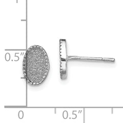 Sterling Silver Rhodium-plated Enamel Glitter Fabric Oval Post Earrings