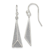 Sterling Silver Polished Enamel Glitter Fabric Triangle Dangle Earrings