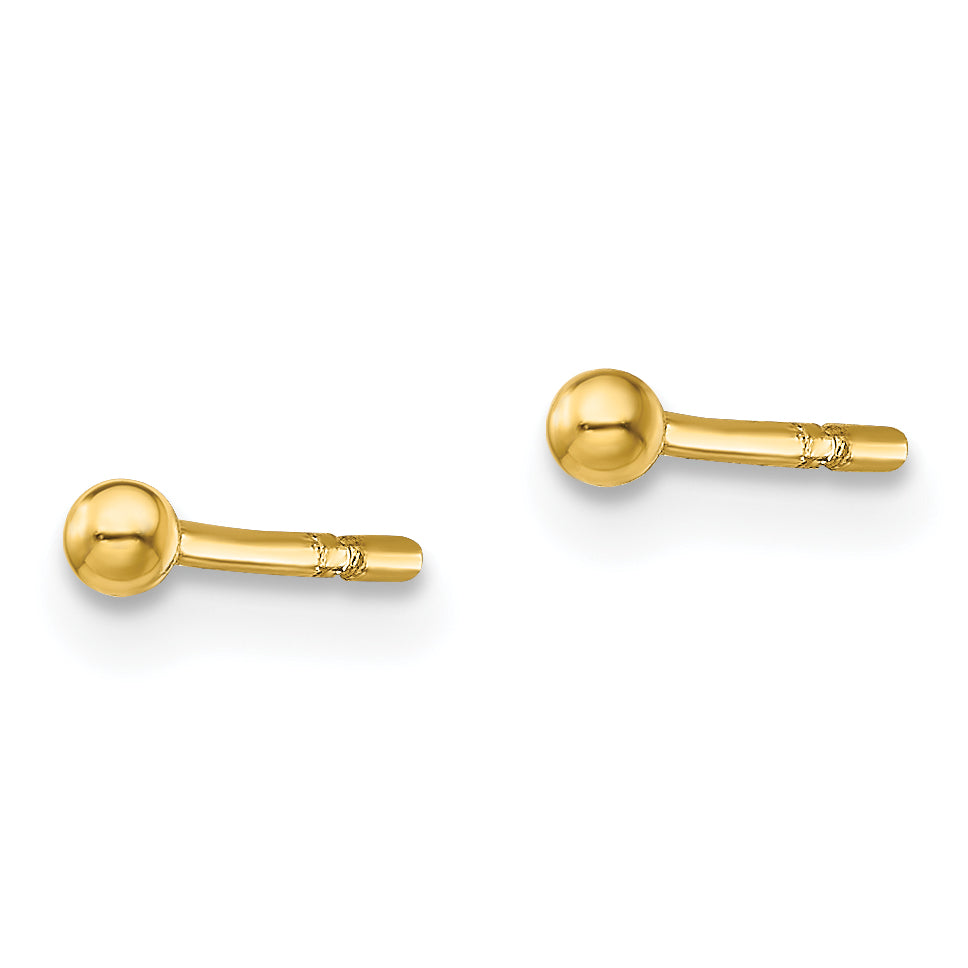 Sterling Silver Gold-Tone Polished 2mm Ball Post Earrings