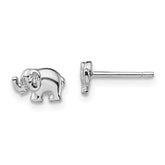 Sterling Silver Rhodium-plated CZ Elephant Post Earrings