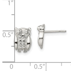 Sterling Silver Polished Owl Post Earrings