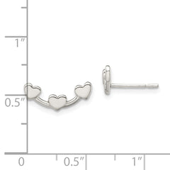 Sterling Silver Polished 3-Heart Post Earrings
