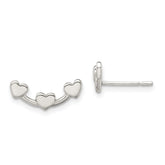 Sterling Silver Polished 3-Heart Post Earrings