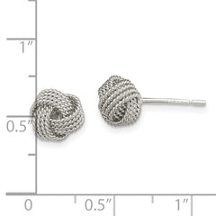 Sterling Silver Rhodium-plated Textured Love Knot Post Earrings