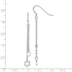Sterling Silver Polished Star of David Chain Dangle Earrings