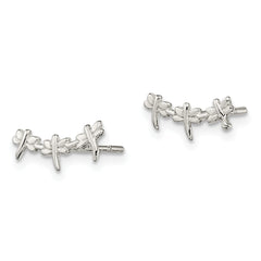 Sterling Silver Polished Dragonfly Post Earrings