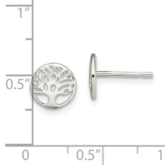 Sterling Silver Rhodium-plated Tree Post Earrings