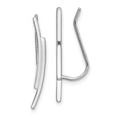 Sterling Silver Rhod-plated Polished Double Curved Bar Ear Climber Earrings