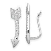 Sterling Silver Rhodium-plated Polished CZ Arrow Ear Climber Earrings