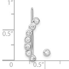 Sterling Silver Rhodium-plated Polished CZ 1 Ear Climber & 1 Stud Earring