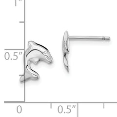 Sterling Silver Rhodium-plated Dolphin Stud Earrings
