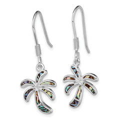 Sterling Silver Rhodium-plated Abalone Palm Tree Earrings