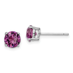 Sterling Silver Rhod-pltd Purple Crystal Birthstone Earrings