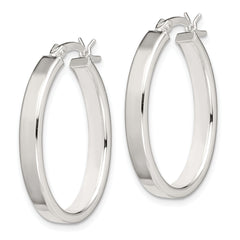 Sterling Silver Polished 4mm Oval Hoop Earrings