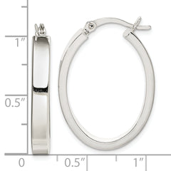 Sterling Silver Polished 4mm Oval Hoop Earrings