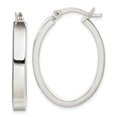 Sterling Silver Polished 4mm Oval Hoop Earrings