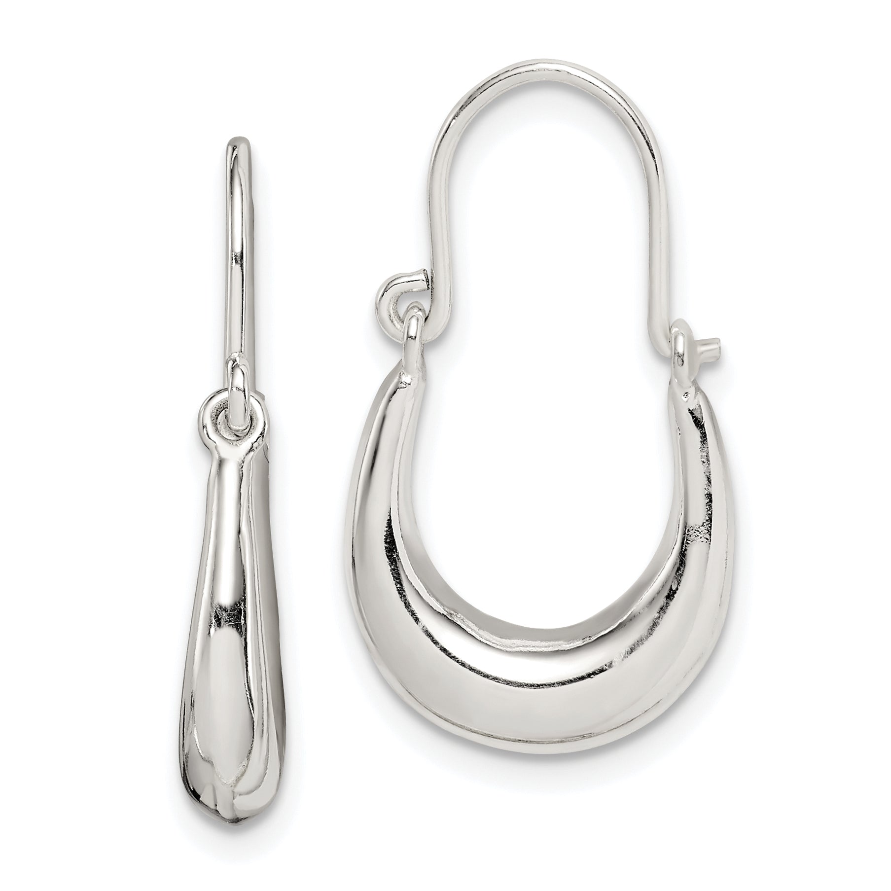Sterling Silver Polished & Tapered Oval Hoop Earrings