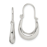 Sterling Silver Polished & Tapered Oval Hoop Earrings