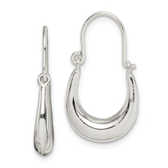 Sterling Silver Polished & Tapered Oval Hoop Earrings