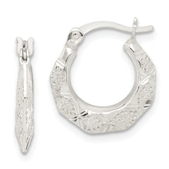 Sterling Silver Diamond Cut & Textured Hoop Earrings