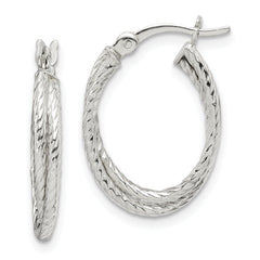 Sterling Silver Twisted and Textured Hoop Earrings