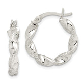 Sterling Silver Twisted and Textured Hoop Earrings