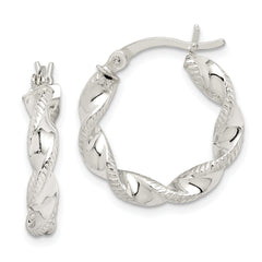 Sterling Silver Twisted and Textured Hoop Earrings