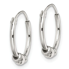 Sterling Silver Antiqued Beaded Endless Hoop Earrings