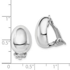 Sterling Silver Rhodium-plated Polished Non-Pierced Oval Earrings