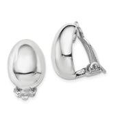 Sterling Silver Rhodium-plated Polished Non-Pierced Oval Earrings