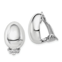 Sterling Silver Rhodium-plated Polished Non-Pierced Oval Earrings