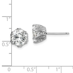 Sterling Silver Rhodium-plated CZ Stud Earrings