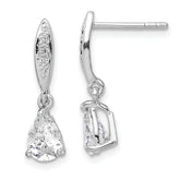 Sterling Silver Rhodium-plated Polished Pear CZ Post Dangle Earrings