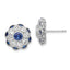 Cubic Zirconia Blue Spinel Flower Stud Earrings in Sterling Silver, 13.46mm - Sophia Jewelers