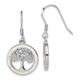 Sterling Silver Rhod-plated Creat Opal Circle w/ Tree Dangle Earrings