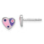 Sterling Silver Rhodium-plated Polished Pink & Purple Enameled Heart Children's Post Earrings