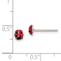 Sterling Silver RH-plated Enameled Ladybug Children's Post Earrings