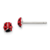Sterling Silver RH-plated Enameled Ladybug Children's Post Earrings