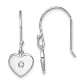 Sterling Silver Rhodium-plated CZ Heart Dangle Earrings