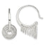 Sterling Silver Polished & Diamond-cut Circles Dangle Hoop Earrings