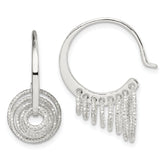 Sterling Silver Polished & Diamond-cut Circles Dangle Hoop Earrings