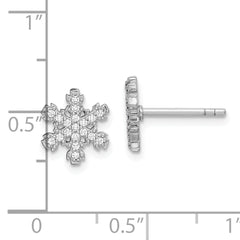 Sterling Silver Rhodium-plated CZ Snowflake Post Earrings