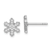 Sterling Silver Rhodium-plated CZ Snowflake Post Earrings