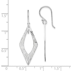 Sterling Silver Rhodium-plated Diamond-cut Geometric Dangle Earrings