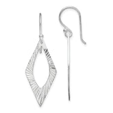 Sterling Silver Rhodium-plated Diamond-cut Geometric Dangle Earrings