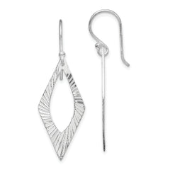 Sterling Silver Rhodium-plated Diamond-cut Geometric Dangle Earrings