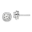 Sterling Silver RH-plated Polished & Textured 6mm CZ Halo Post Earrings